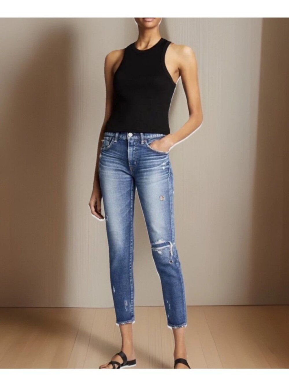 MOUSSY VINTAGE Jeans Womens Size 27 Dark Wash Lenwood Ankle Distressed Skinny